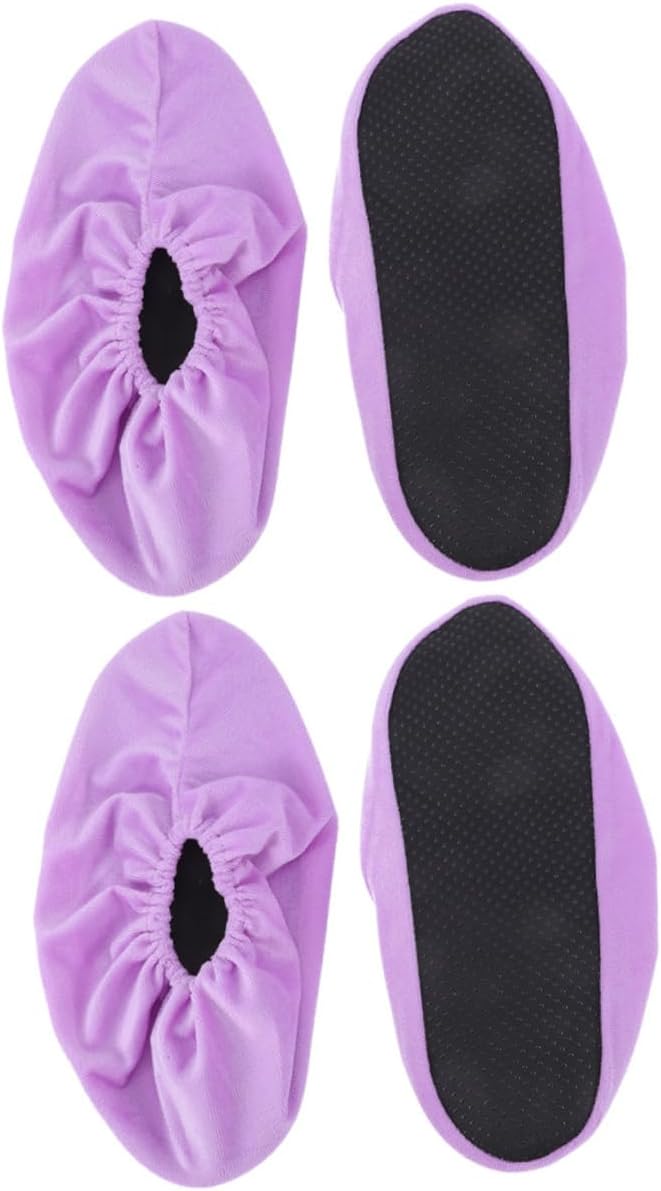 KOMBIUDA Bowling Shoe Covers for Women 2 Pairs Non-Slip Lint Material Indoor Shoe Protectors Elastic Fit Lightweight Washable Foot Covers for Bowling Practice and Sports Accessories - Image 1